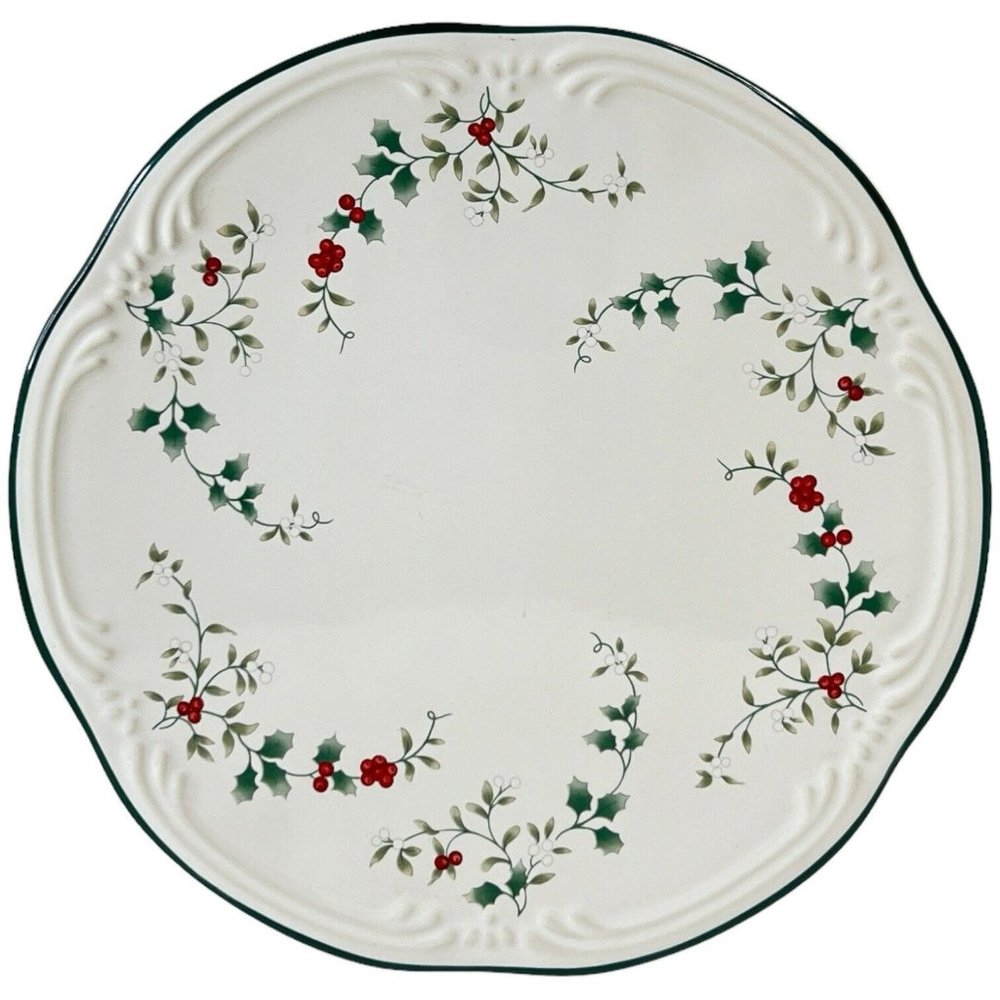 Vtg Pfaltzgraff Winterberry Trivet Hot Plate Cheese Tray 8.75  IN Scalloped Edge